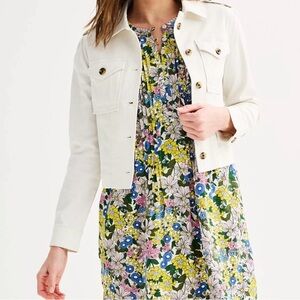 Sonoma White Cotton Button-Front Jean Jacket